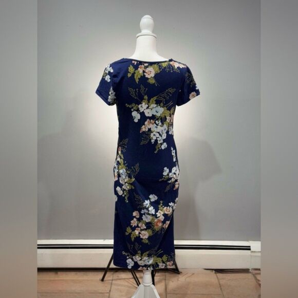 Navy Isabel Maternity Floral Dress Size M EUC - Picture 2 of 6